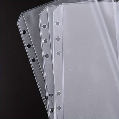 Desk Accessories A6 Size Clear Binder Pocket, 12Pcs 6 Hole Clear Budget Cash Envelope, Cash Folder Binder Pouch for Budget Binder, Students Stationery